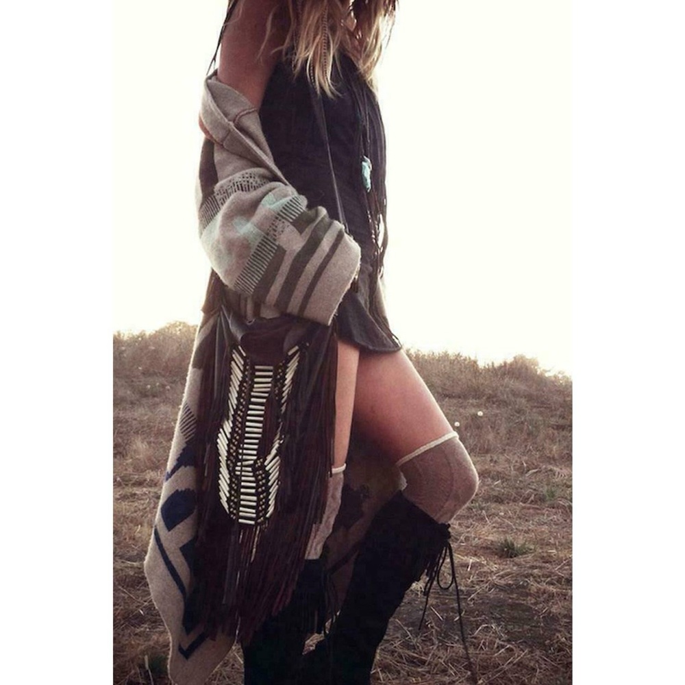 NEW Spell & Gypsy Collective Brown Crossbody Bag with Fringe